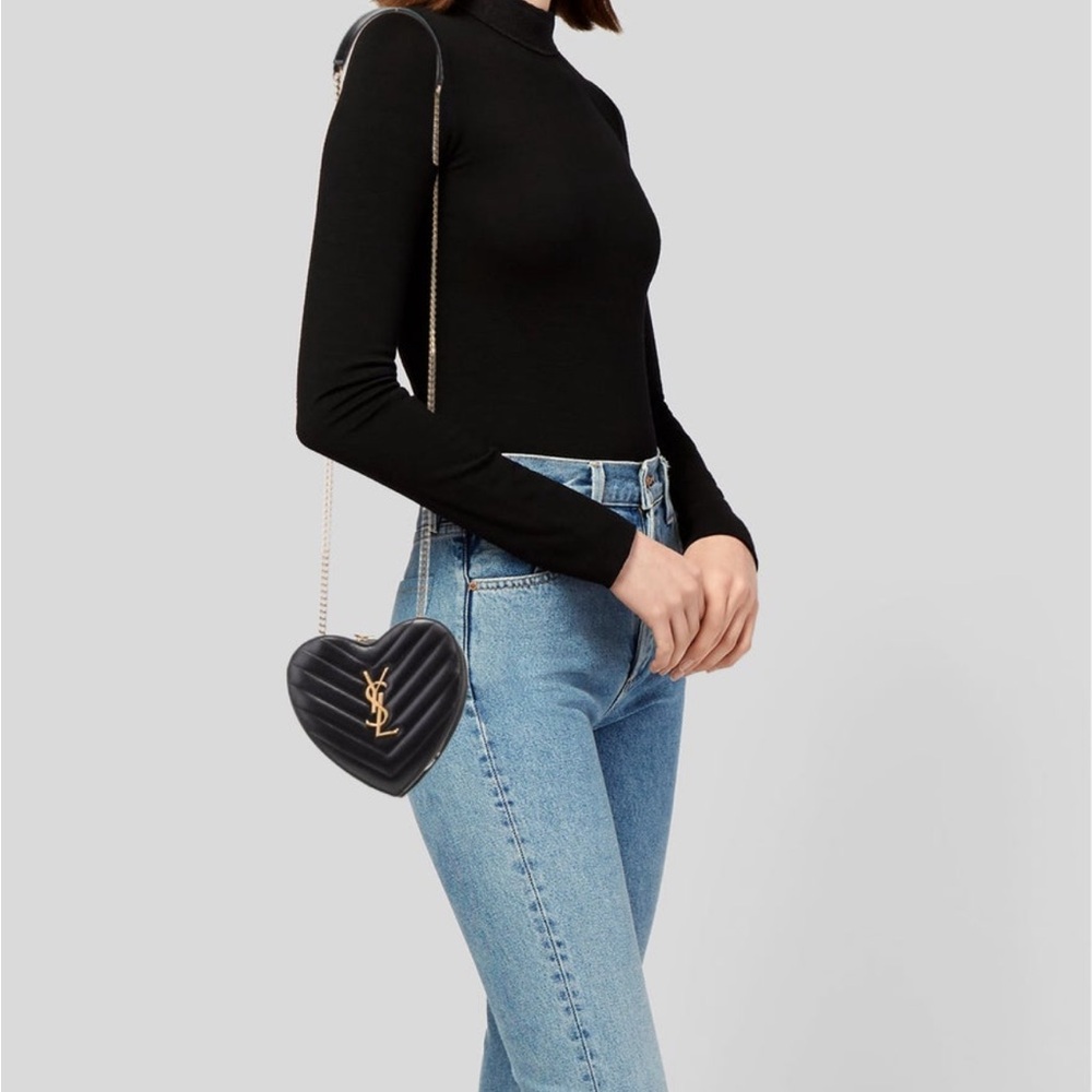 RARE Yves Saint Laurent YSL Love heart Chevron quilted leather crossbody bag - Picture 3 of 8